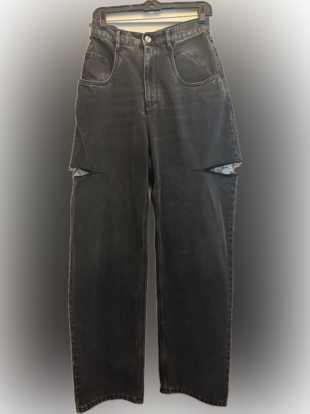 Maison Margiela Distressed Wash Black Wide-Leg Cut-out Jeans - Picture 5 of 6